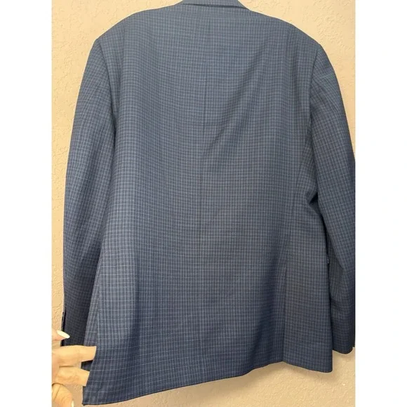Original Penguin Blazer Men 44 R Blue Plaid Wool Blend Two Button Jacket Classic